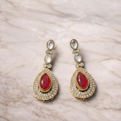 The Surkh-Bindi Teardrop Earrings