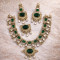 Green American Diamond Bridal Necklace Set with Earrings & Pendant